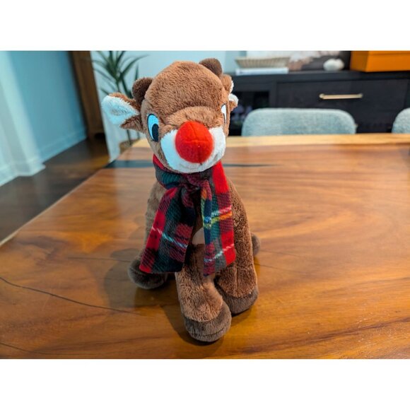 Dan Dee Rudolph Plush Collectible Reindeer With Red Nose & Plaid Scarf 11" - Picture 6 of 10